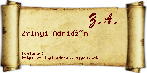 Zrinyi Adrián névjegykártya