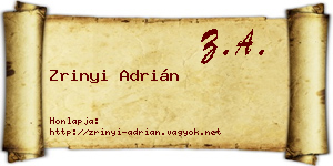 Zrinyi Adrián névjegykártya